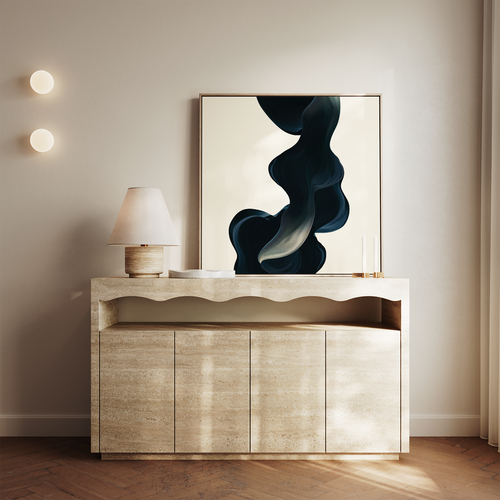 Midnight Tide Whispers – blue abstract canvas wall art print by Aspire Prints
