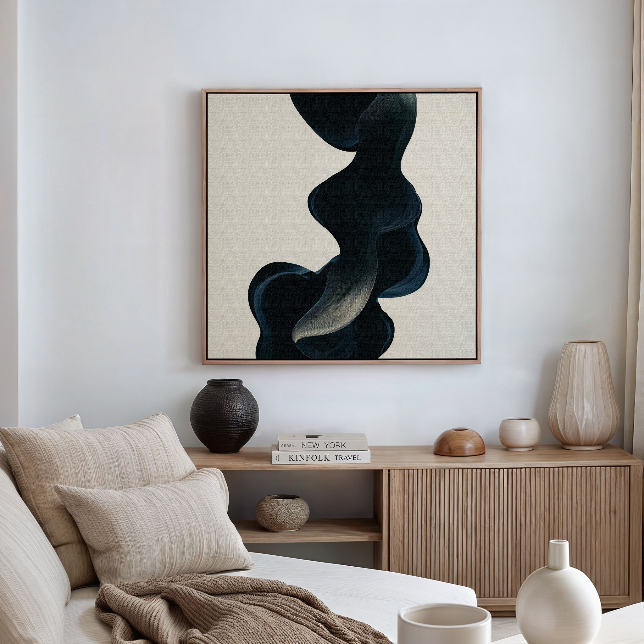 Midnight Tide Whispers – blue abstract canvas wall art print by Aspire Prints