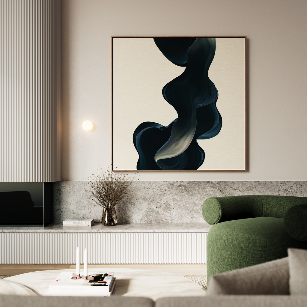 Midnight Tide Whispers – blue abstract canvas wall art print by Aspire Prints
