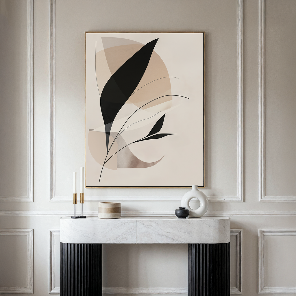 Whispers in Obsidian – black and white botanical canvas wall art print by Aspire Prints