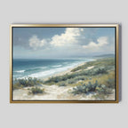Where Tides Meet Dunes – blue vintage canvas wall art print by Aspire Prints
