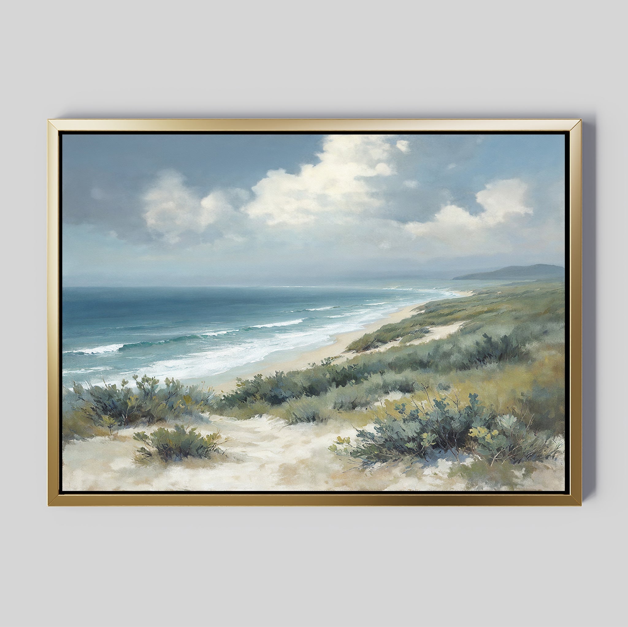 Where Tides Meet Dunes – blue vintage canvas wall art print by Aspire Prints