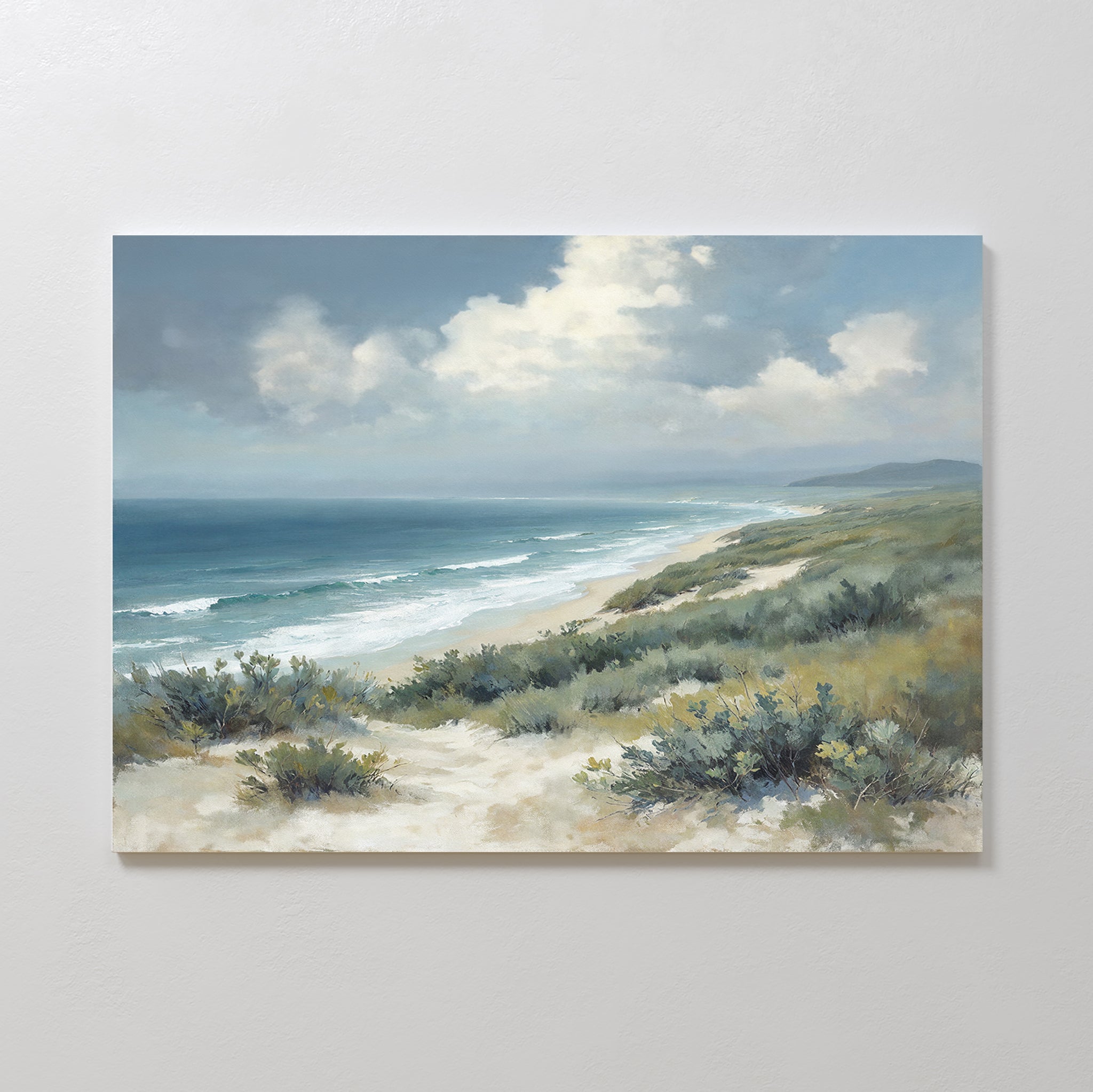 Where Tides Meet Dunes – blue vintage canvas wall art print by Aspire Prints