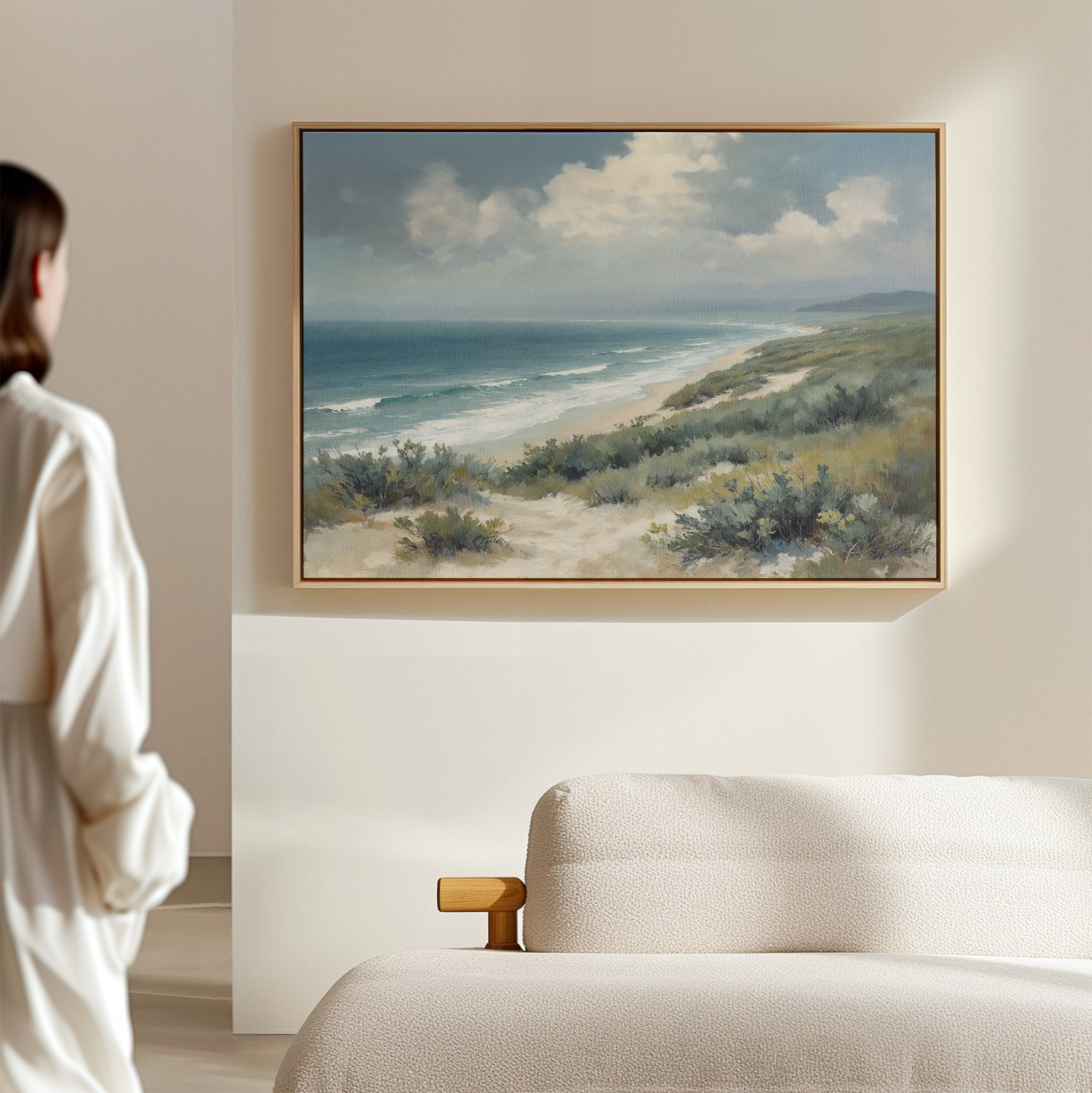 Where Tides Meet Dunes – blue vintage canvas wall art print by Aspire Prints