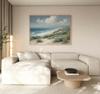 Where Tides Meet Dunes – blue vintage canvas wall art print by Aspire Prints