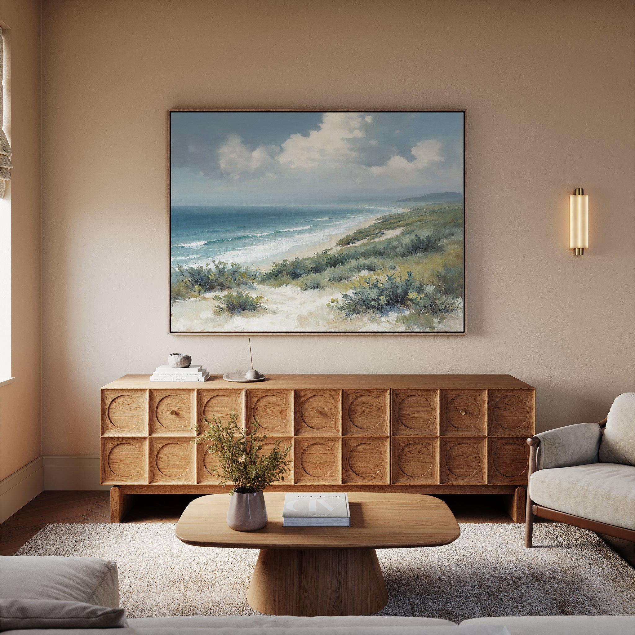 Where Tides Meet Dunes – blue vintage canvas wall art print by Aspire Prints