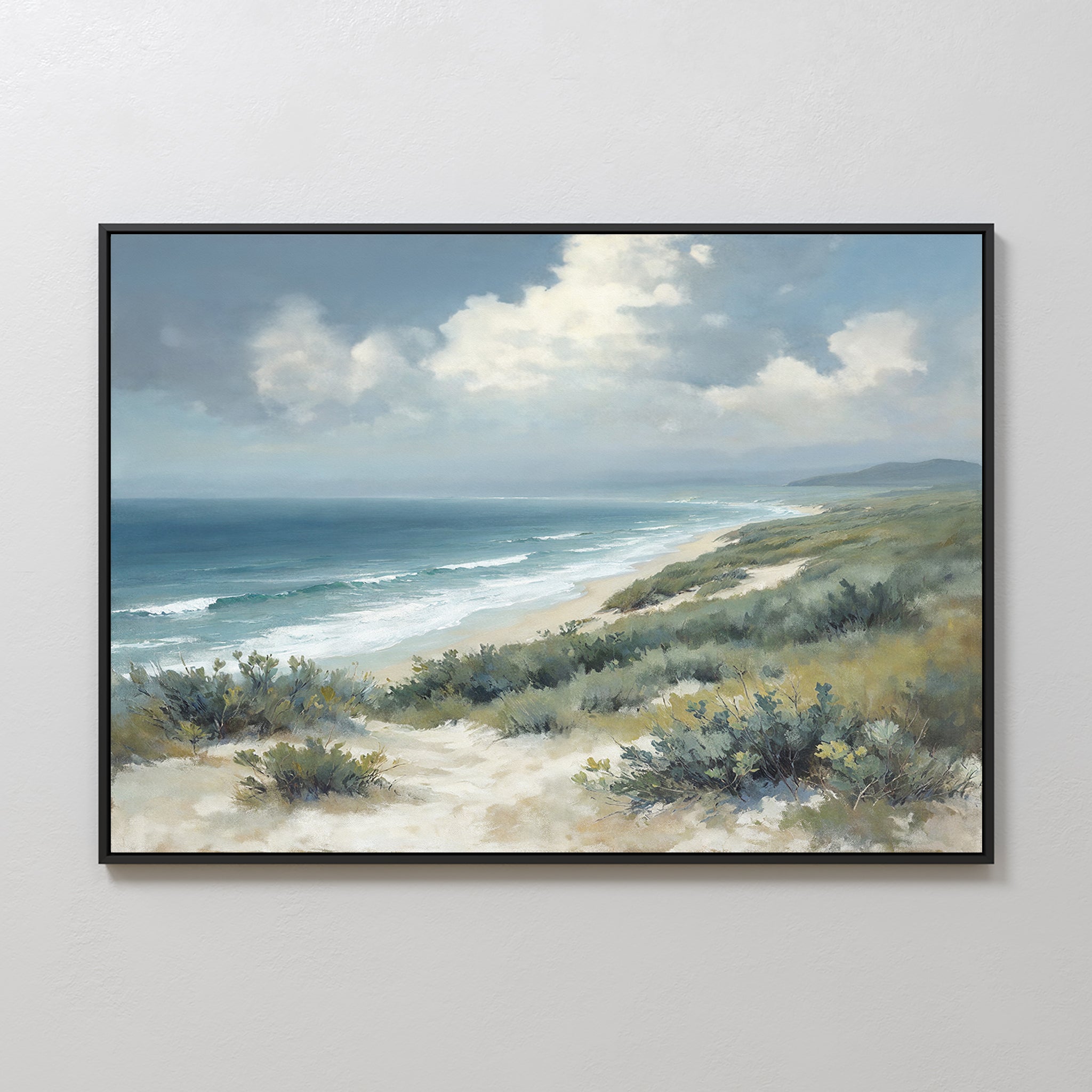 Where Tides Meet Dunes – blue vintage canvas wall art print by Aspire Prints