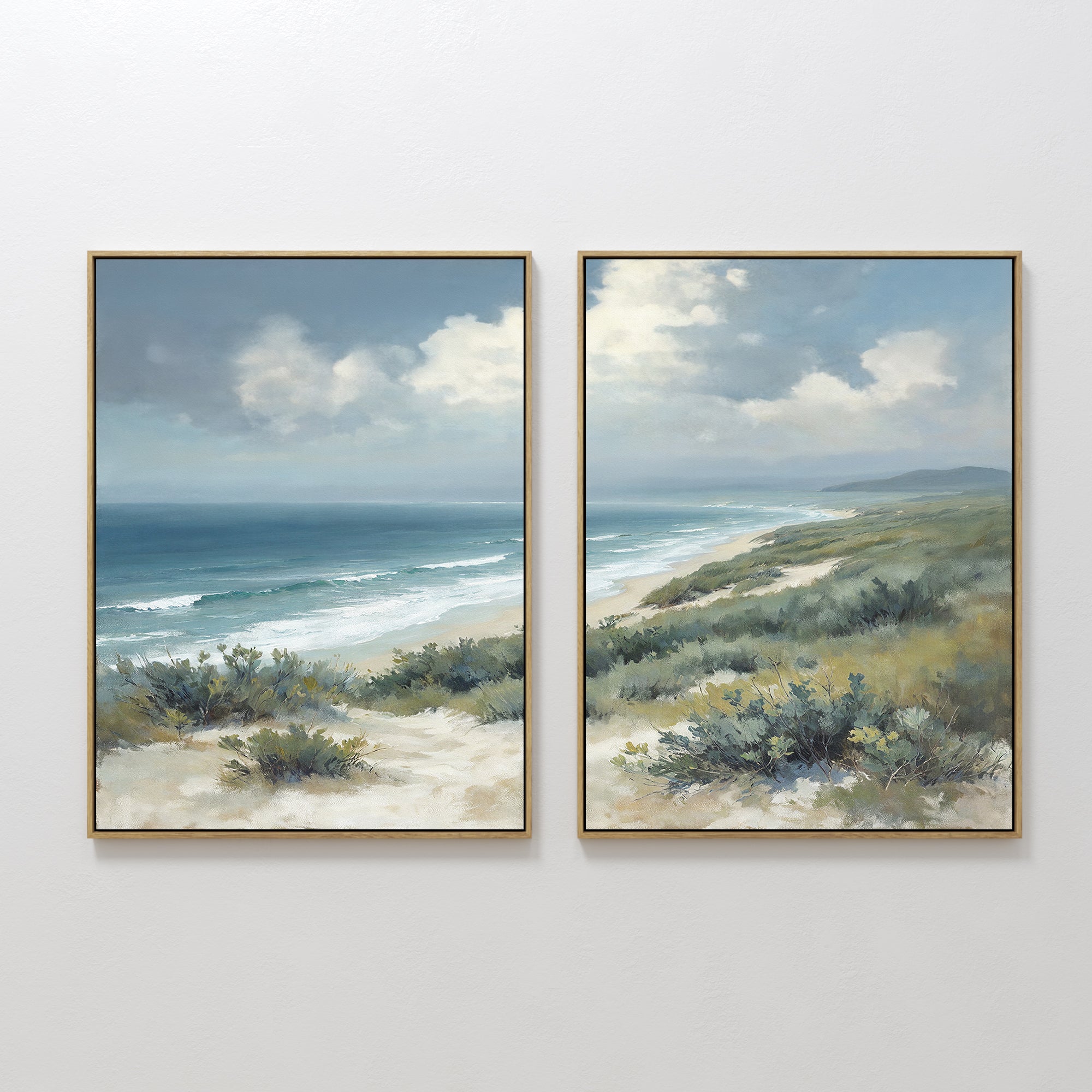Where the Tide Meets Sky – Set of 2 Canvas Prints set of 2 – blue vintage canvas wall art by Aspire Prints