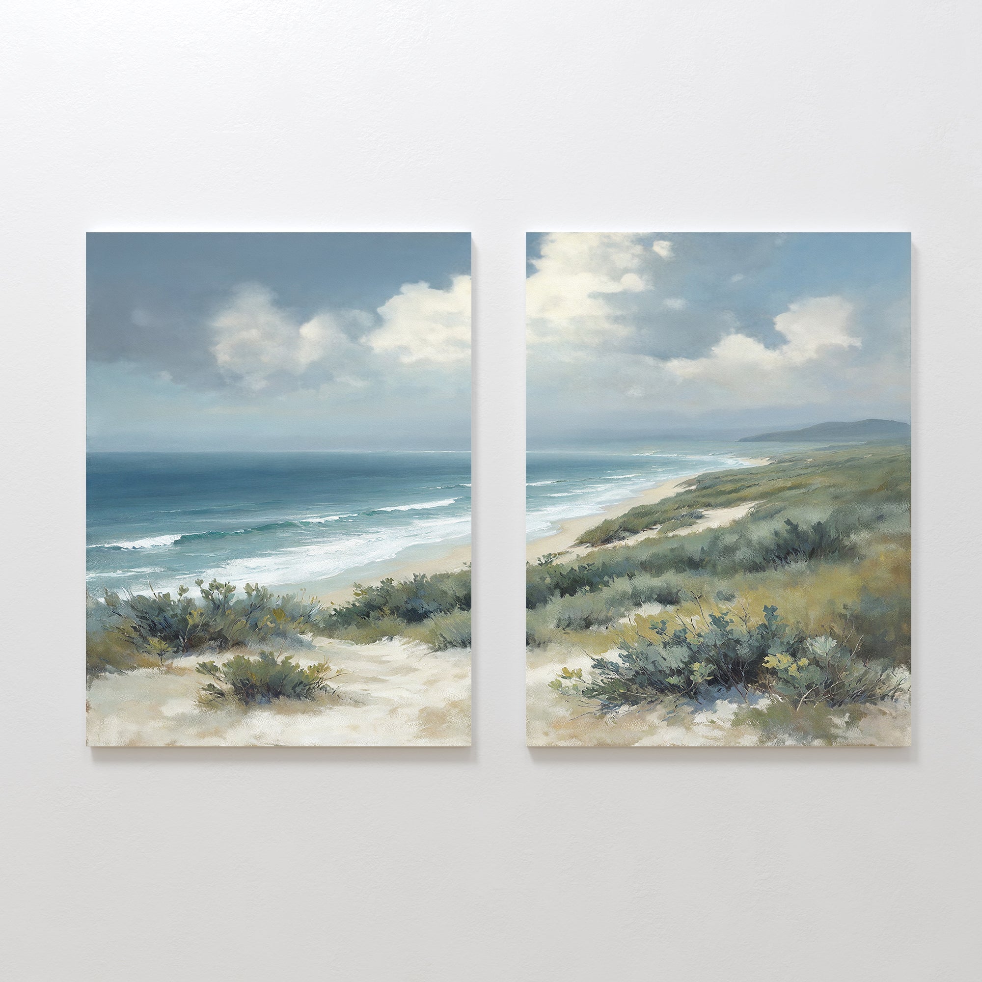 Where the Tide Meets Sky – Set of 2 Canvas Prints set of 2 – blue vintage canvas wall art by Aspire Prints
