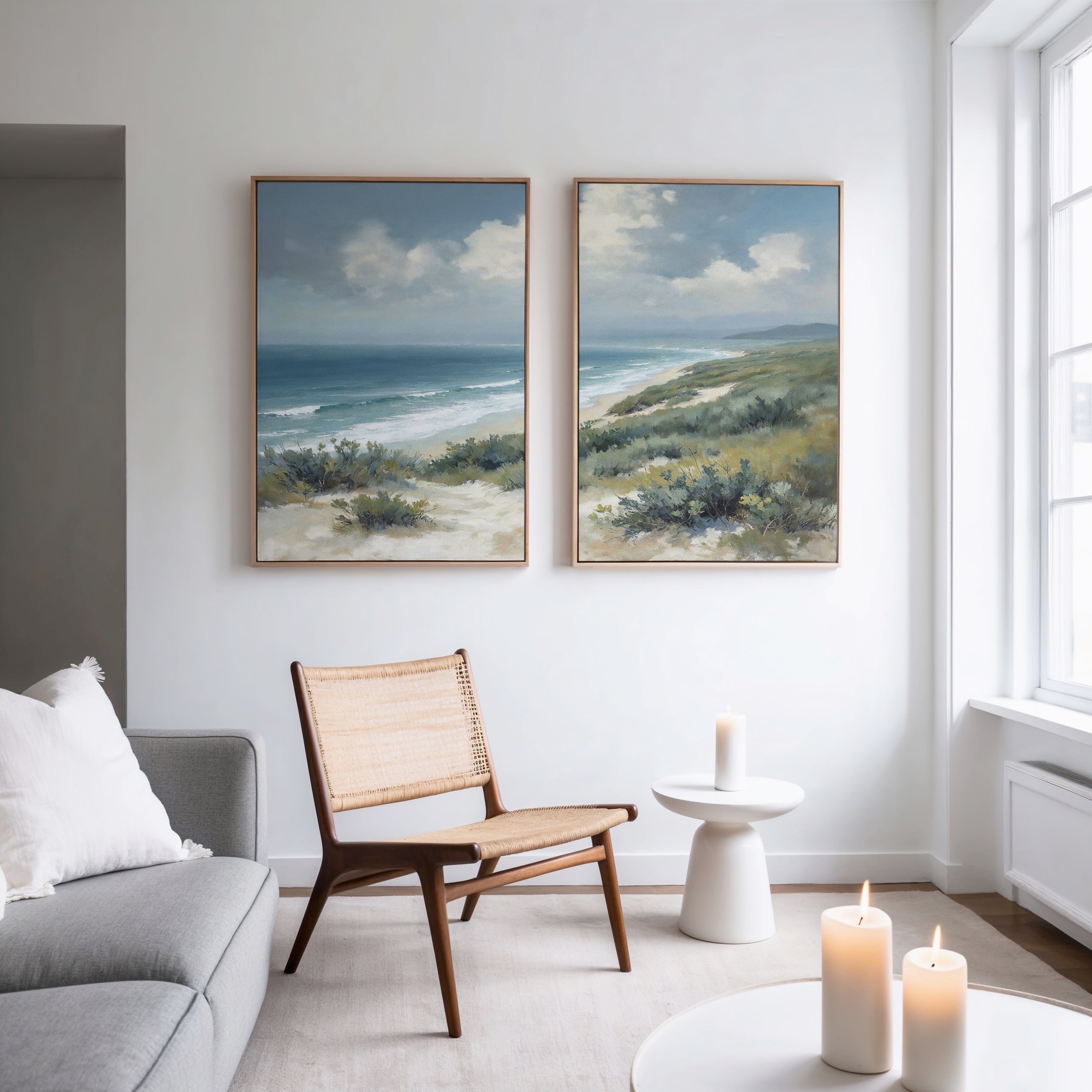 Where the Tide Meets Sky – Set of 2 Canvas Prints set of 2 – blue vintage canvas wall art by Aspire Prints