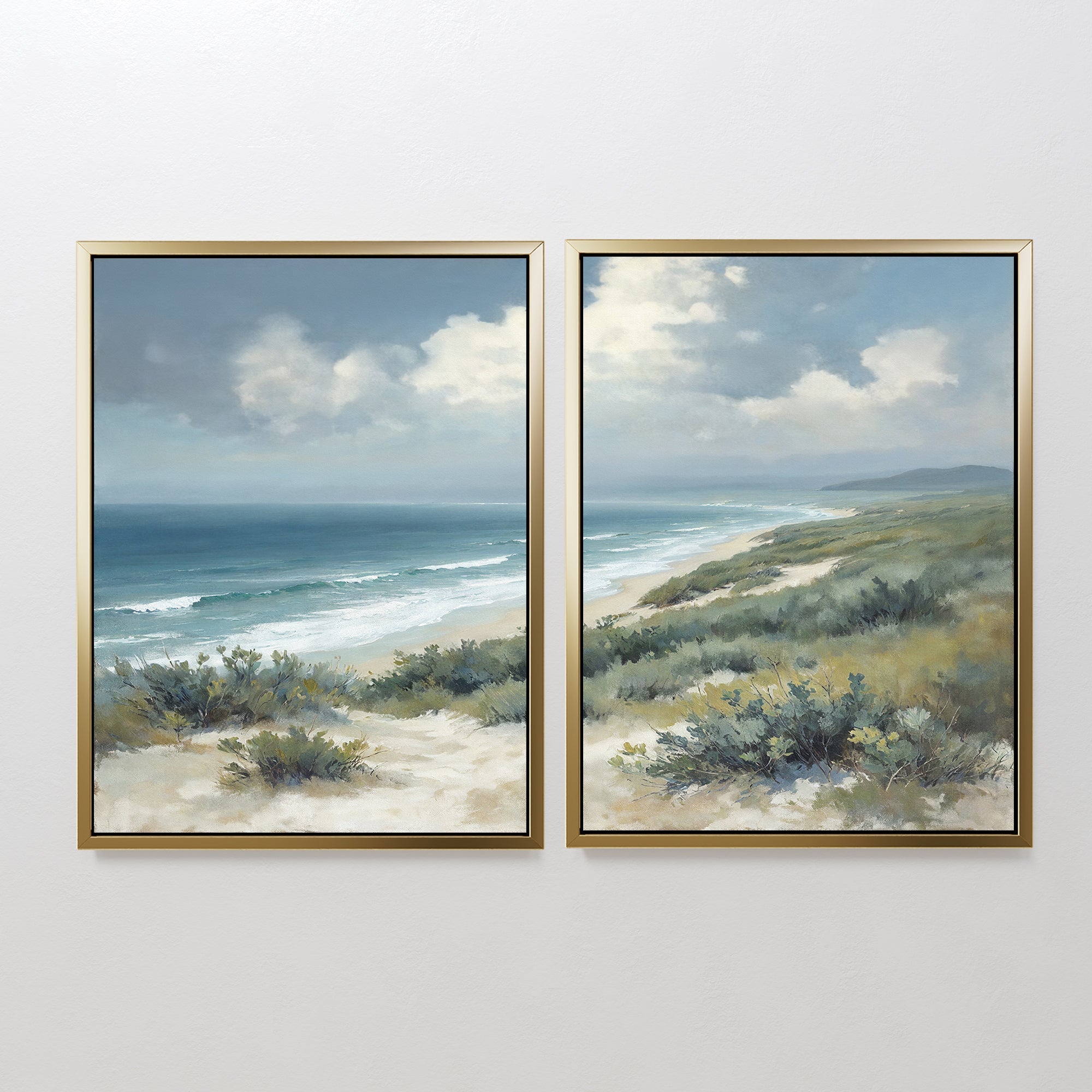 Where the Tide Meets Sky – Set of 2 Canvas Prints set of 2 – blue vintage canvas wall art by Aspire Prints