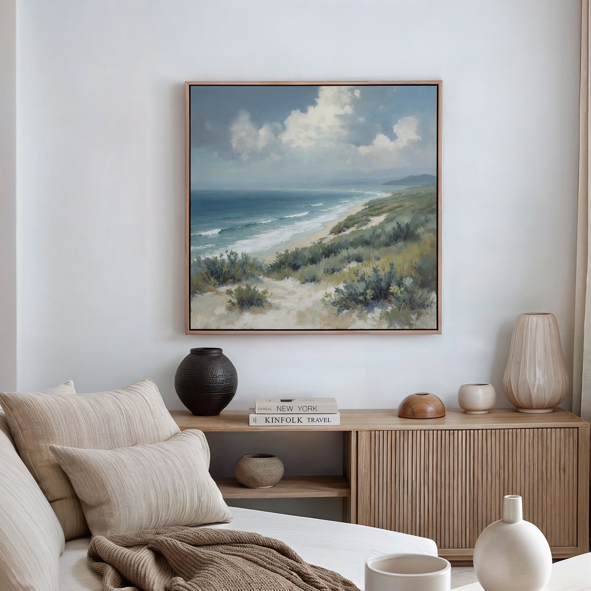 Where the Tide Breathes – blue vintage canvas wall art print by Aspire Prints