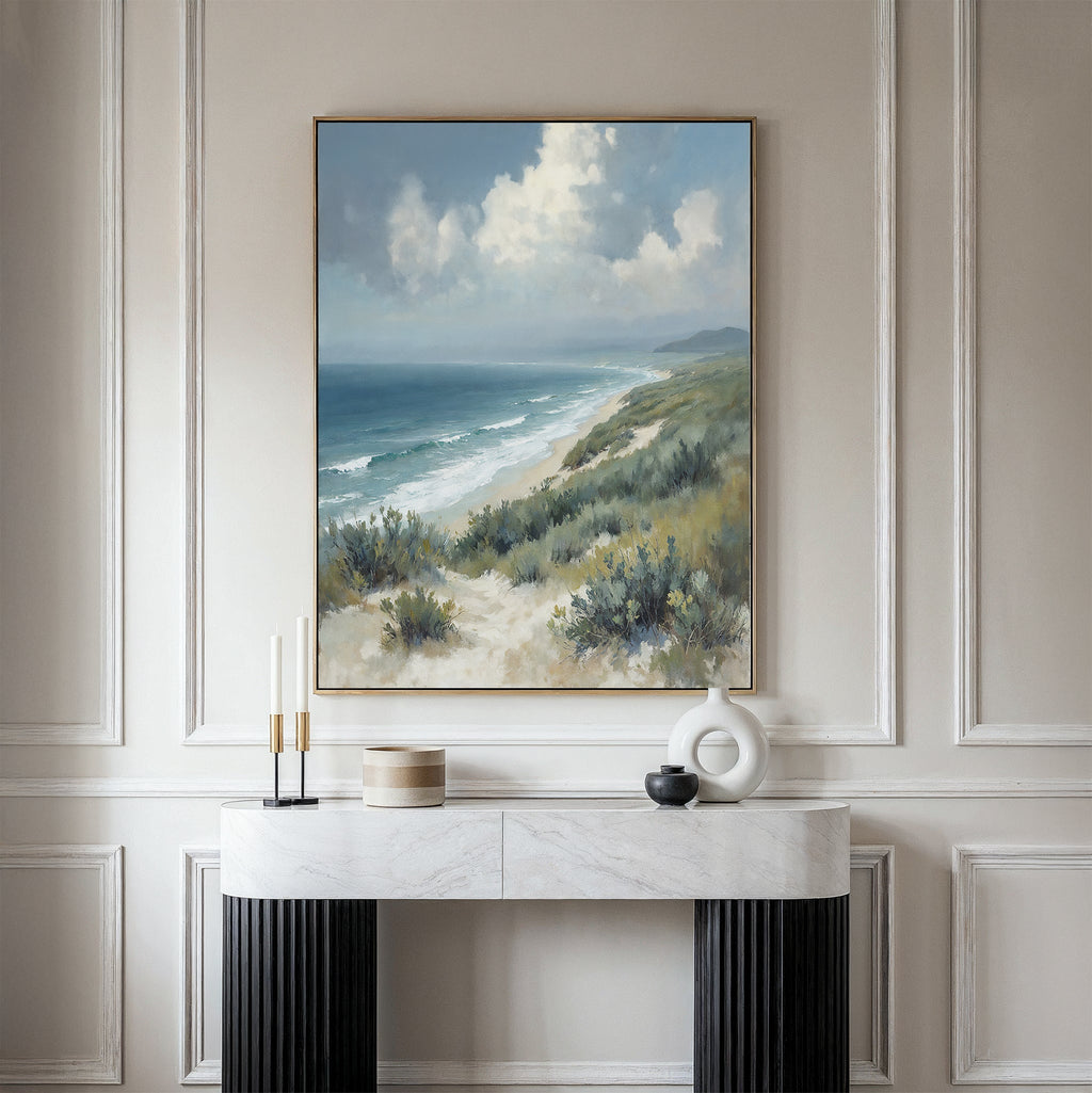 Whispers of the Tide Canvas Print – blue vintage canvas wall art print by Aspire Prints