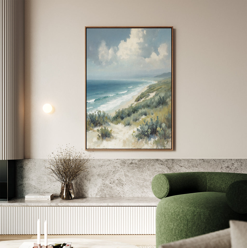 Whispers of the Tide Canvas Print – blue vintage canvas wall art print by Aspire Prints