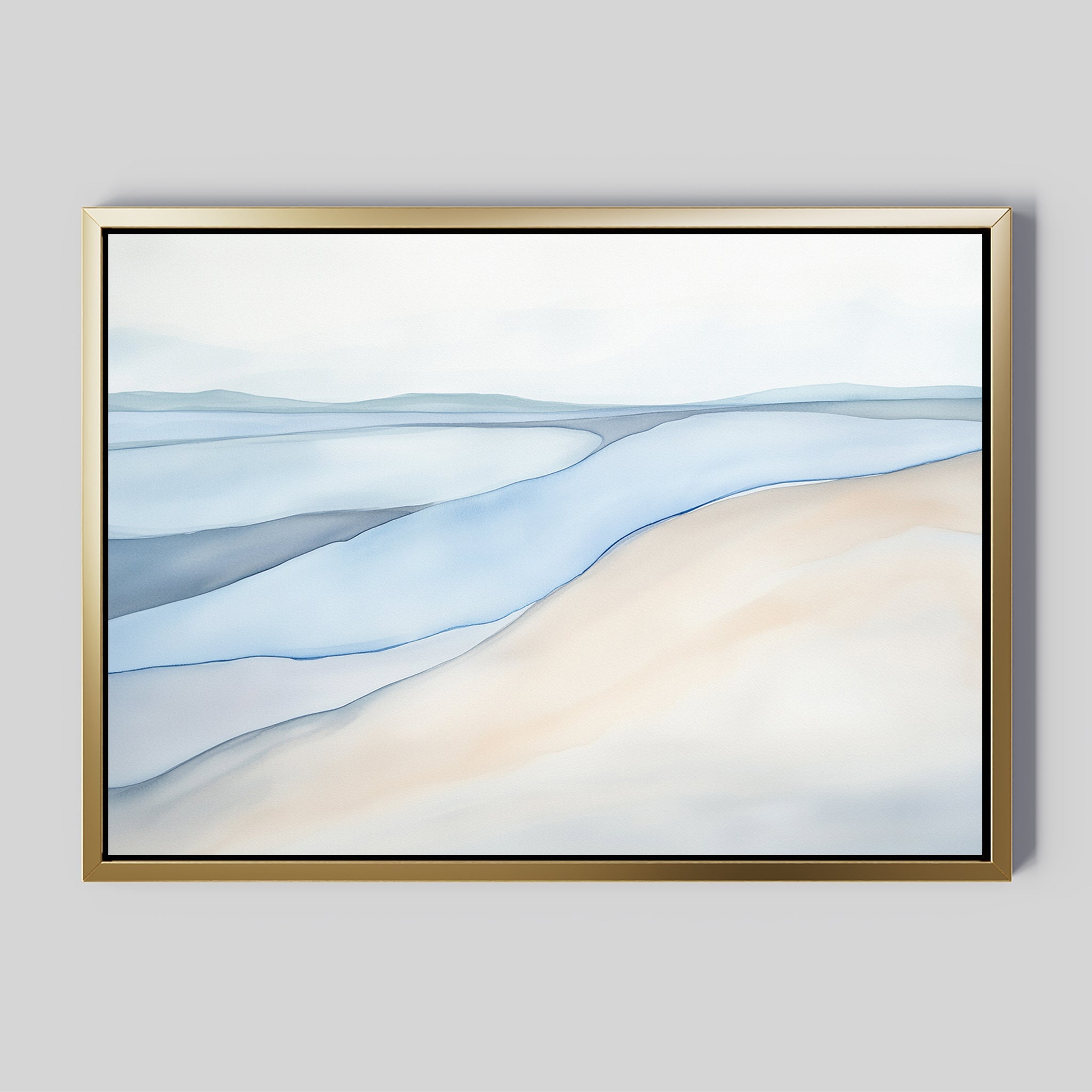 Whispering Tides Canvas Print – blue landscape canvas wall art print by Aspire Prints