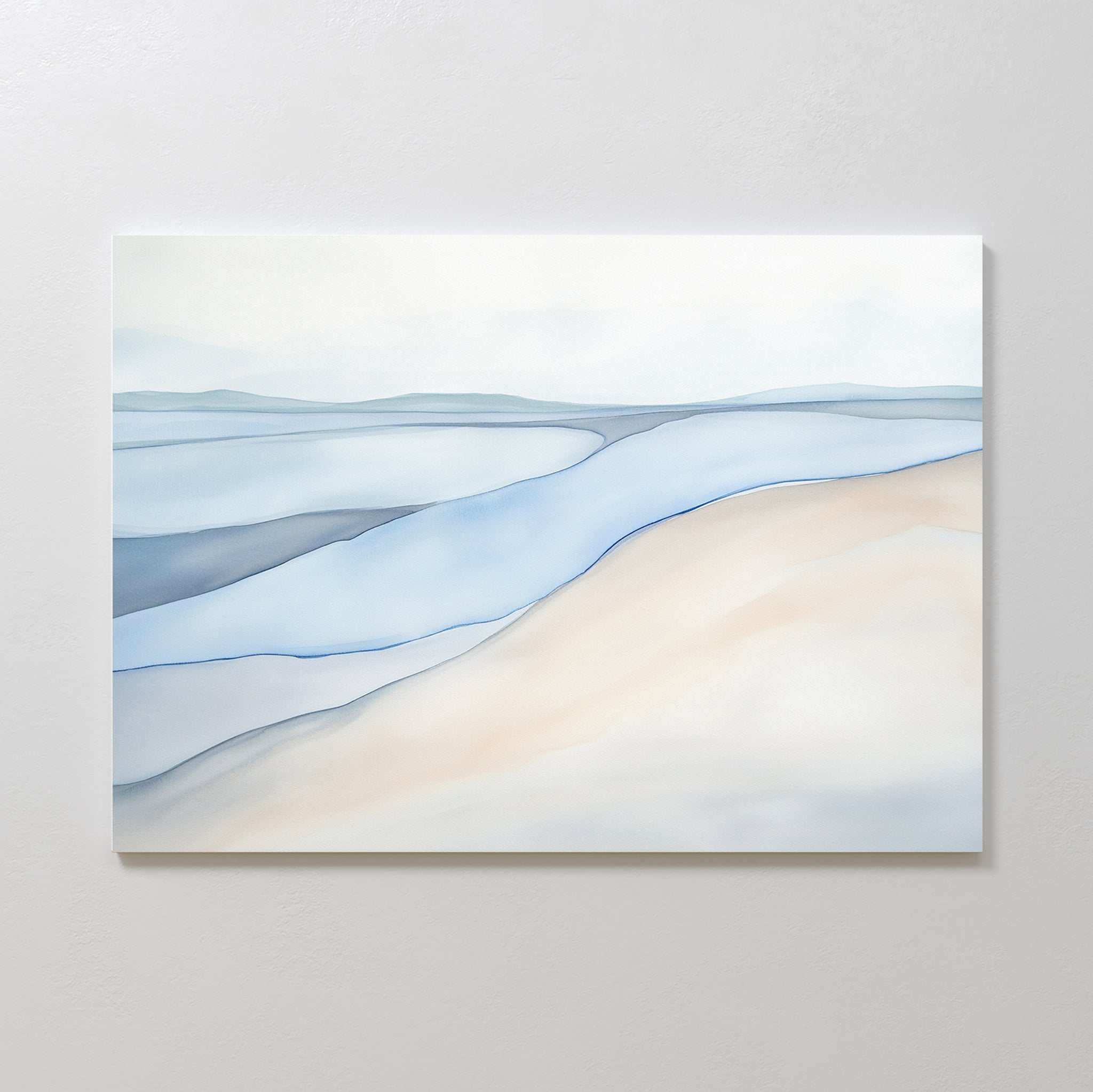 Whispering Tides Canvas Print – blue landscape canvas wall art print by Aspire Prints