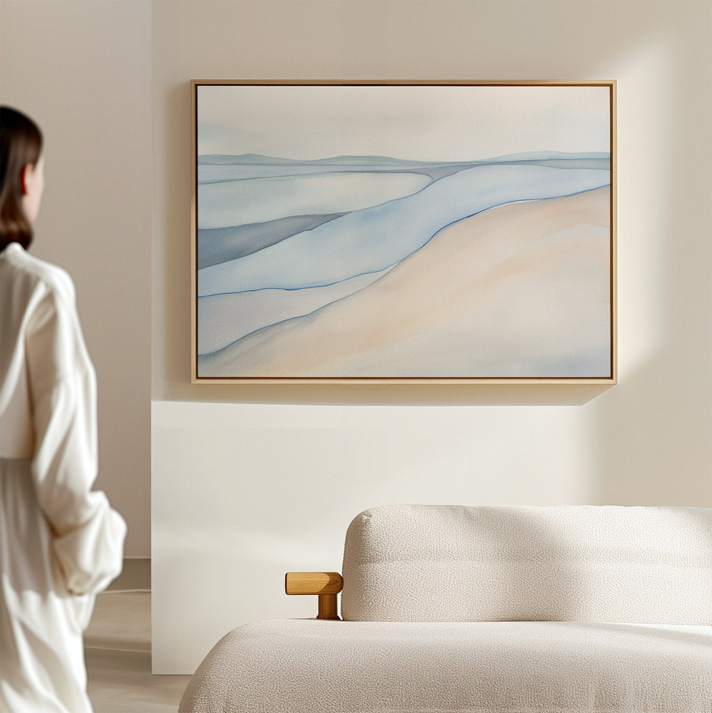 Whispering Tides Canvas Print – blue landscape canvas wall art print by Aspire Prints
