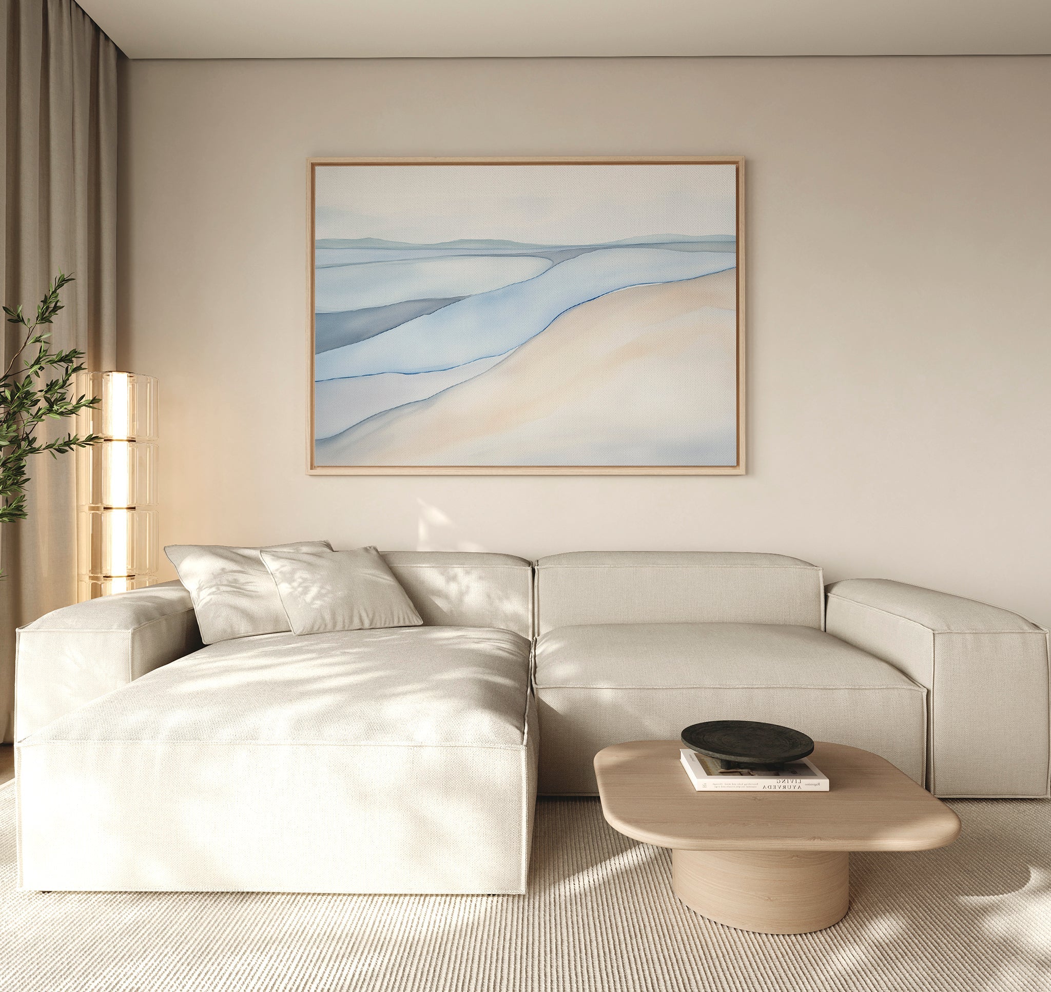 Whispering Tides Canvas Print – blue landscape canvas wall art print by Aspire Prints