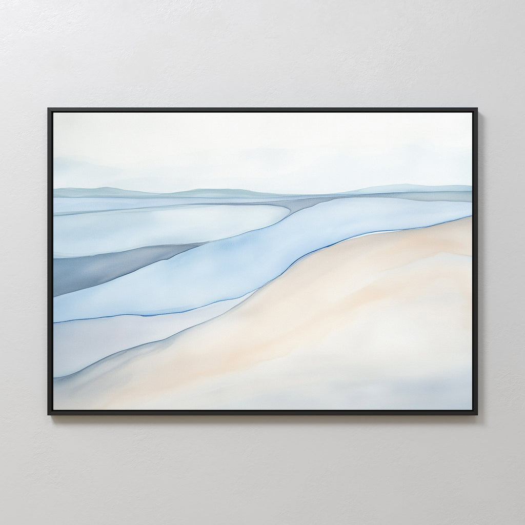 Whispering Tides Canvas Print – blue landscape canvas wall art print by Aspire Prints