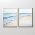 Whispering Tides Diptych – Set of 2 Canvas Prints set of 2 – blue landscape canvas wall art by Aspire Prints