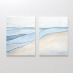 Whispering Tides Diptych – Set of 2 Canvas Prints set of 2 – blue landscape canvas wall art by Aspire Prints