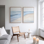 Whispering Tides Diptych – Set of 2 Canvas Prints set of 2 – blue landscape canvas wall art by Aspire Prints