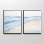 Whispering Tides Diptych – Set of 2 Canvas Prints set of 2 – blue landscape canvas wall art by Aspire Prints