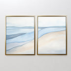 Whispering Tides Diptych – Set of 2 Canvas Prints set of 2 – blue landscape canvas wall art by Aspire Prints
