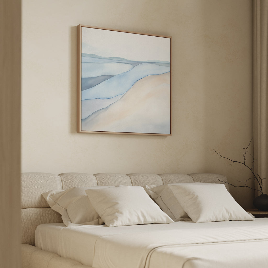 Whispers in Tide – blue landscape canvas wall art print by Aspire Prints