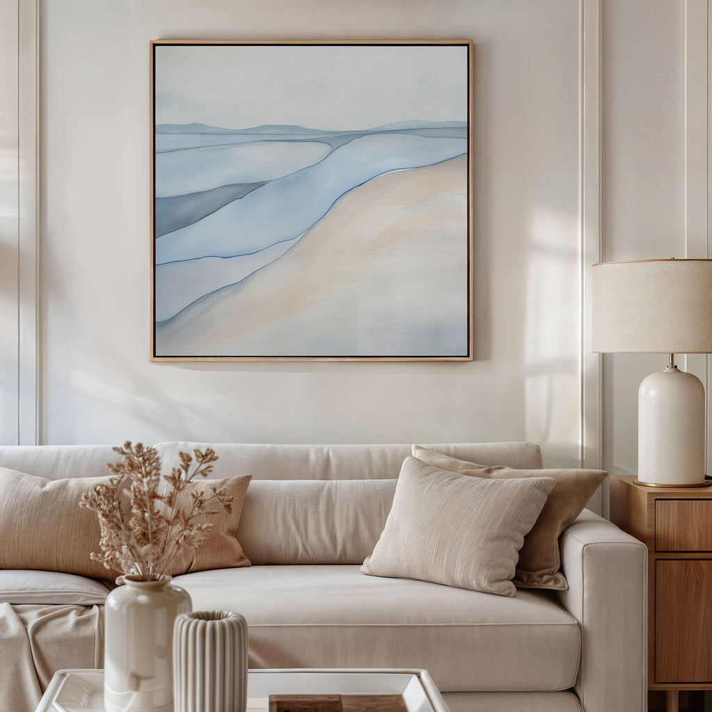 Whispers in Tide – blue landscape canvas wall art print by Aspire Prints