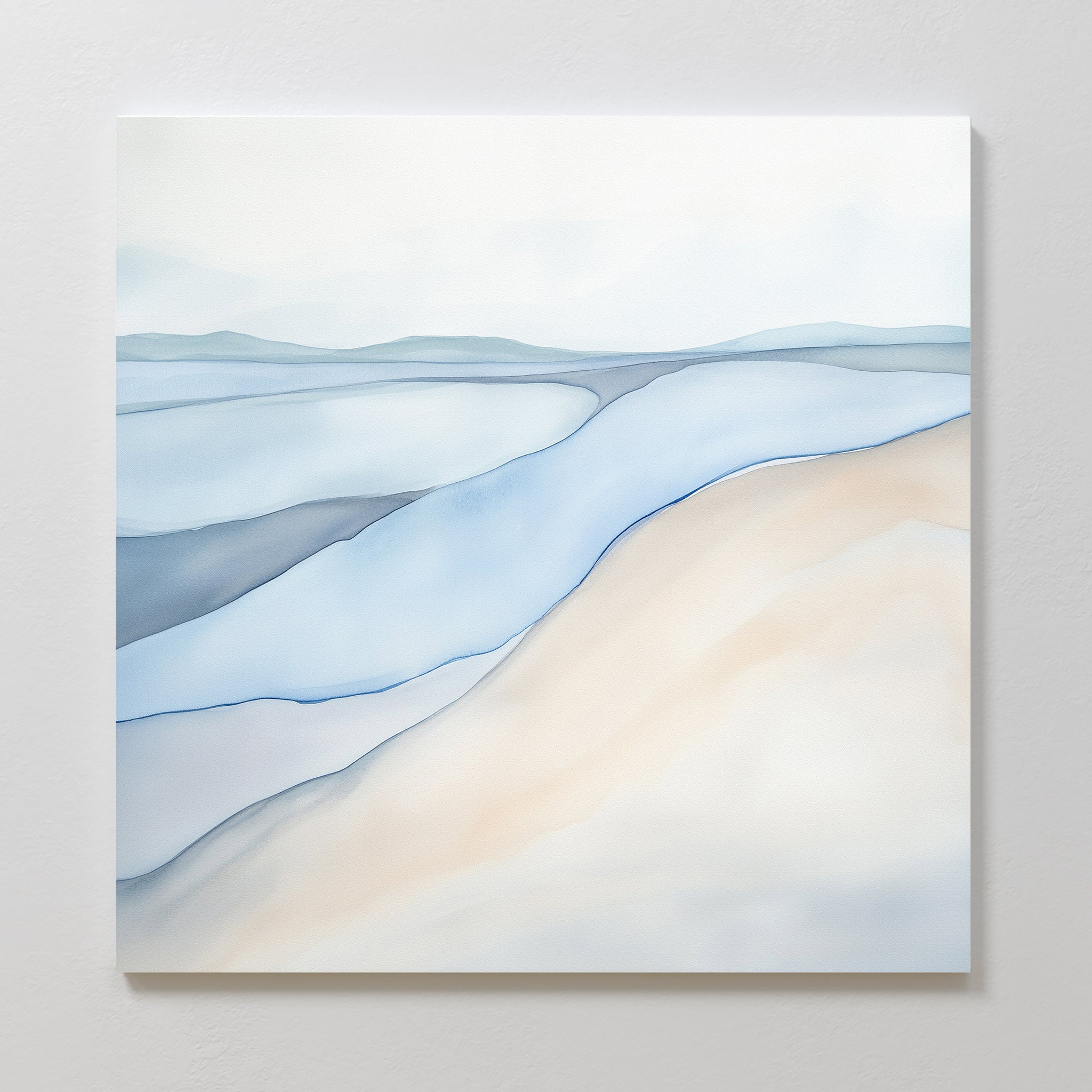 Whispers in Tide – blue landscape canvas wall art print by Aspire Prints
