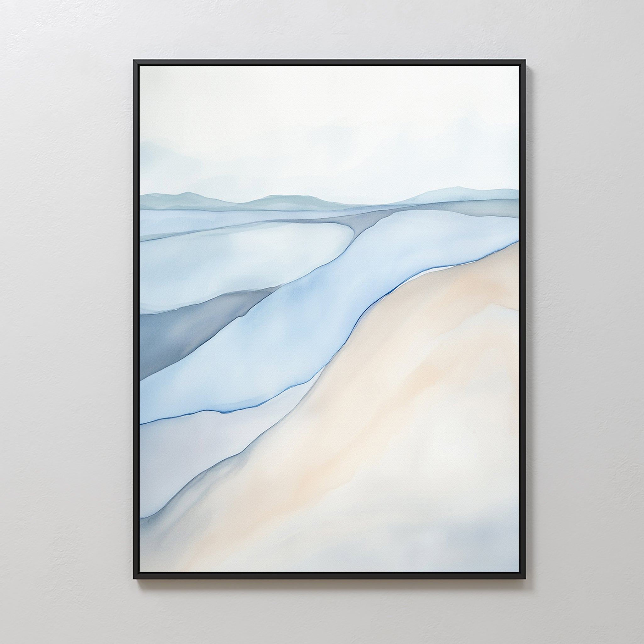Whispering Tides Canvas Print – blue landscape canvas wall art print by Aspire Prints