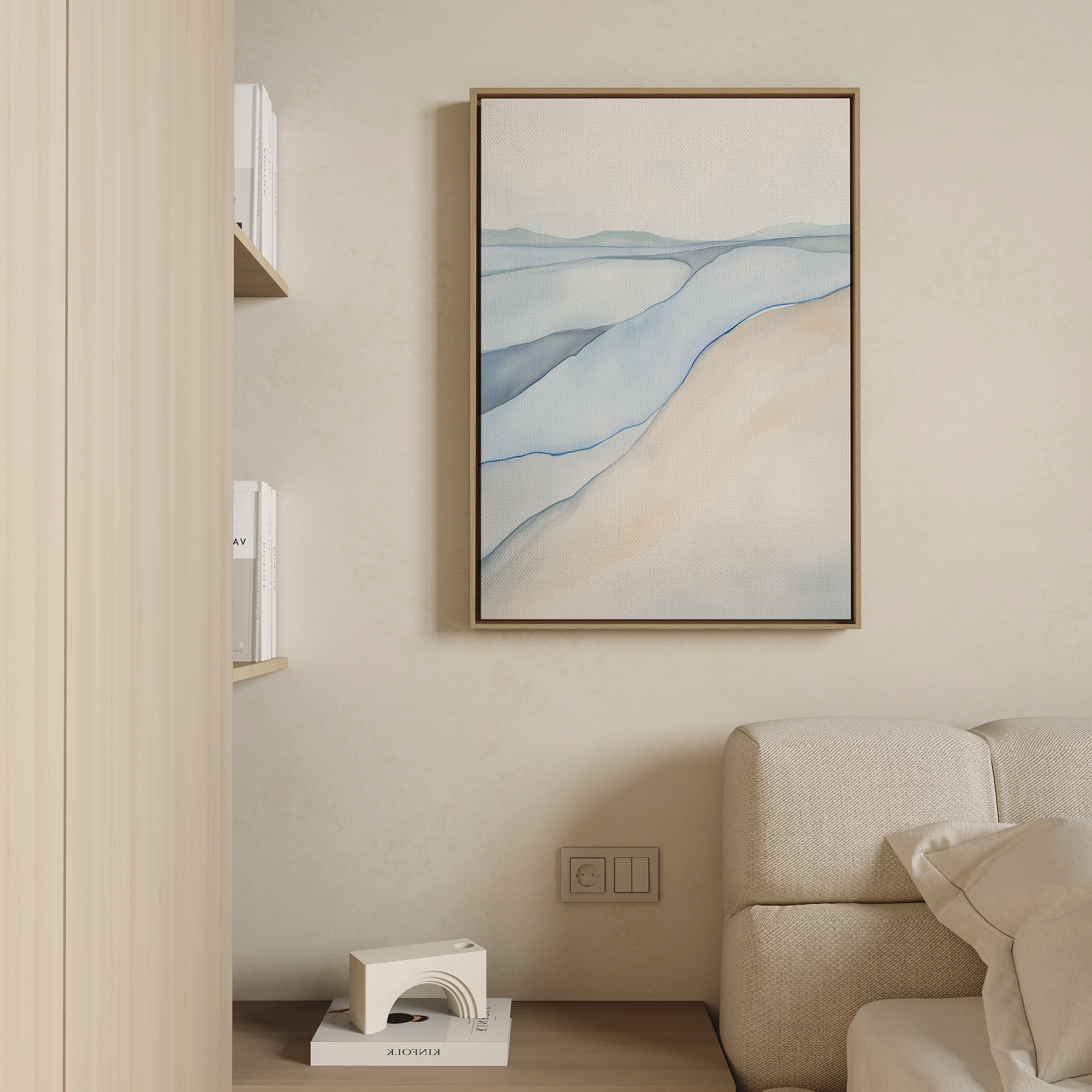 Whispering Tides Canvas Print – blue landscape canvas wall art print by Aspire Prints