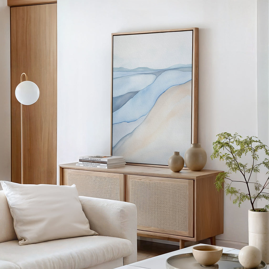 Whispering Tides Canvas Print – blue landscape canvas wall art print by Aspire Prints