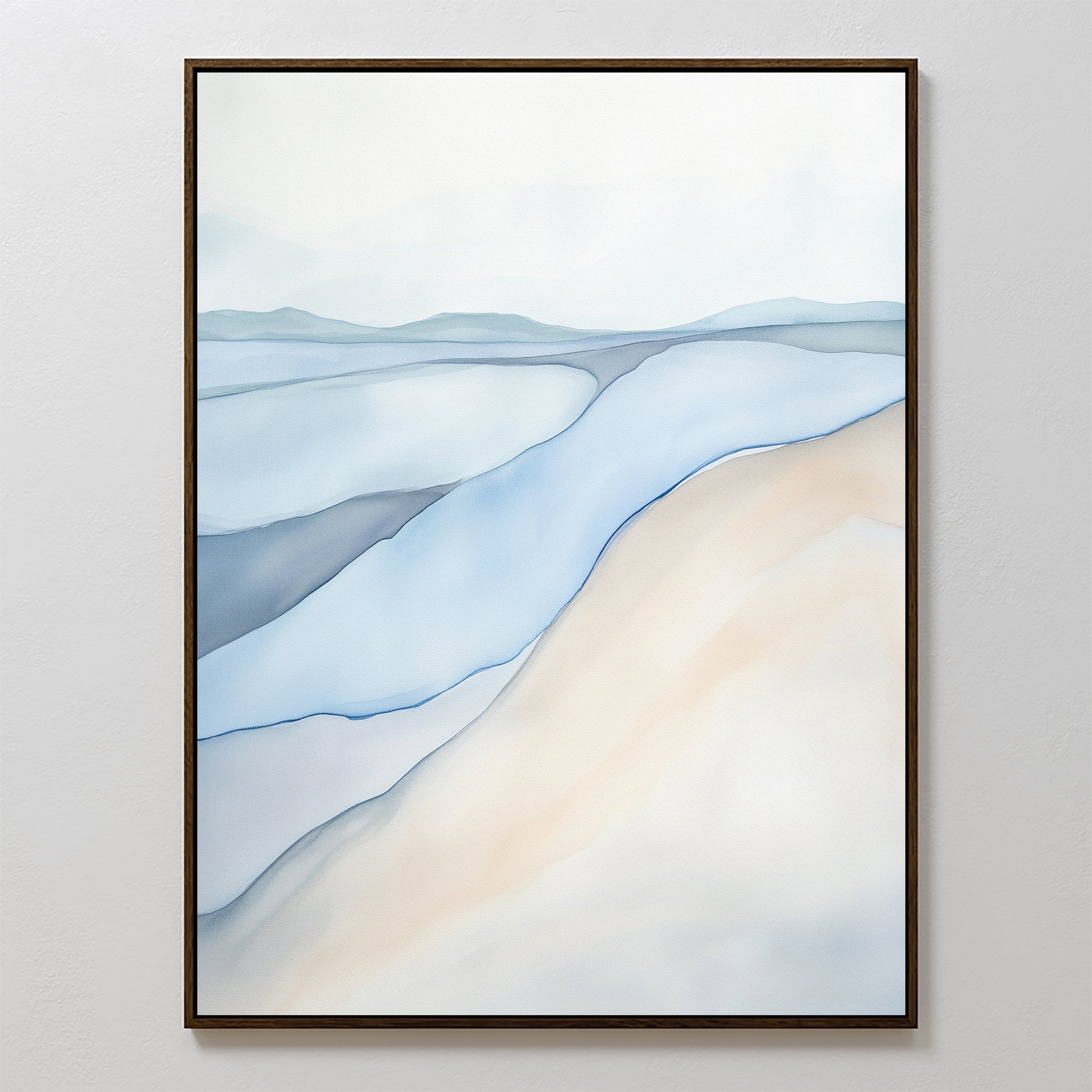 Whispering Tides Canvas Print – blue landscape canvas wall art print by Aspire Prints