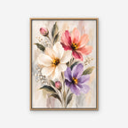 Pastel Bouquet Canvas Art - Vertical – Oak Floating Frame on white background