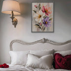 Pastel Bouquet Canvas Art - Vertical – Silver Floating Frame in room setting
