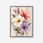 Pastel Bouquet Canvas Art - Vertical – Silver Floating Frame on white background