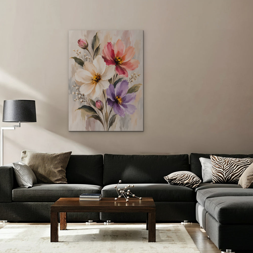 Pastel Bouquet Canvas Art - Vertical – Stretched Canvas Only in room setting