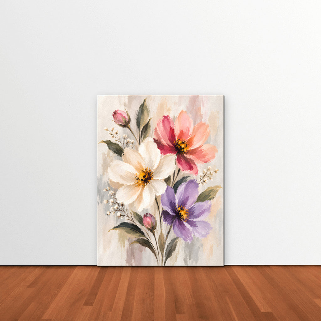 Pastel Bouquet Canvas Art - Vertical – Stretched Canvas Only in room setting