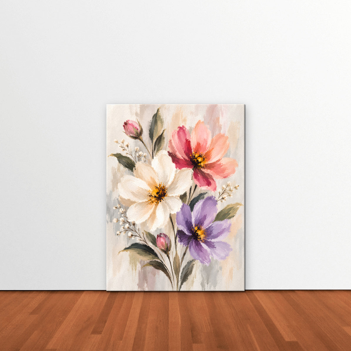 Pastel Bouquet Canvas Art - Vertical – Stretched Canvas Only in room setting