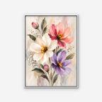 Pastel Bouquet Canvas Art - Vertical – White Floating Frame on white background