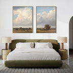 Fields of Golden Hush – Set of 2 Canvas Prints set of 2 – green cloud canvas wall art by Aspire Prints