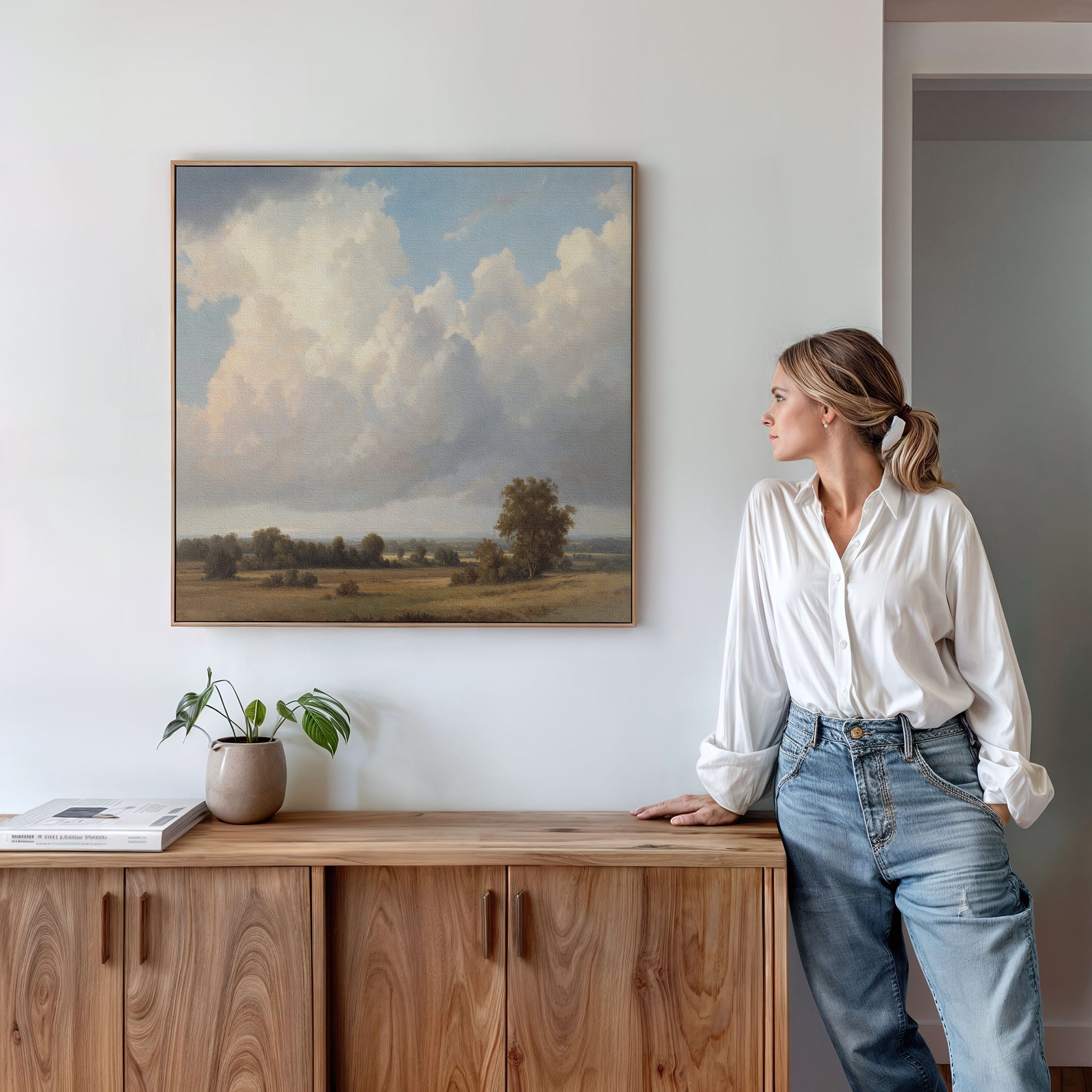 Where the Meadows Breathe – green cloud canvas wall art print by Aspire Prints