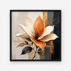 Peach Magnolia Canvas Art - Square – Black Floating Frame on white background