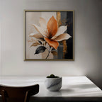 Peach Magnolia Canvas Art - Square – Gold Floating Frame in room setting