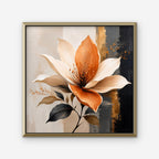 Peach Magnolia Canvas Art - Square – Gold Floating Frame on white background