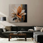 Peach Magnolia Canvas Art - Square – Stretched Canvas Only in room setting