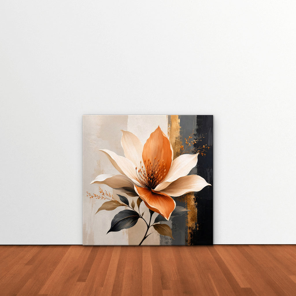 Peach Magnolia Canvas Art - Square – Stretched Canvas Only in room setting
