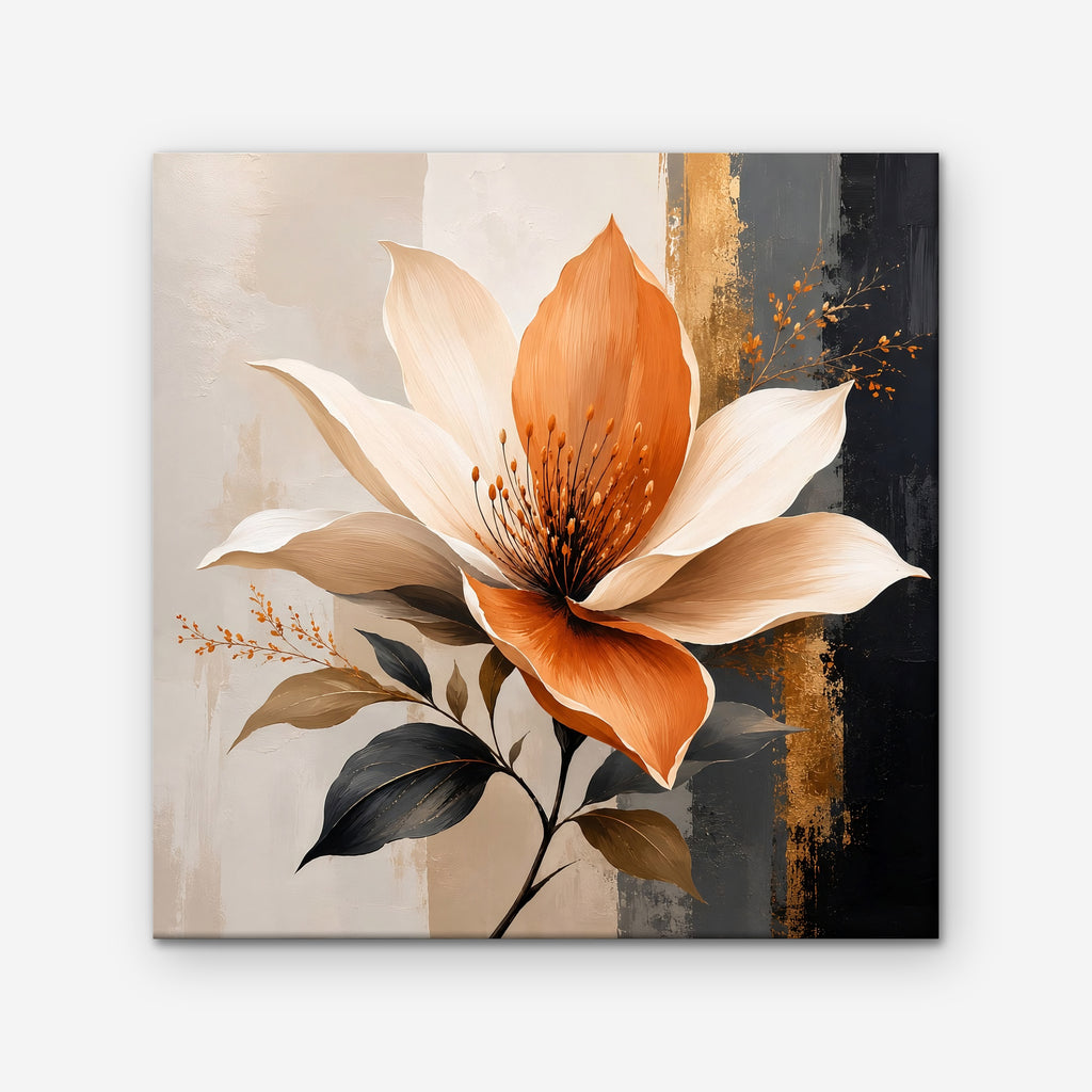 Peach Magnolia Canvas Art - Square – Stretched Canvas Only on white background